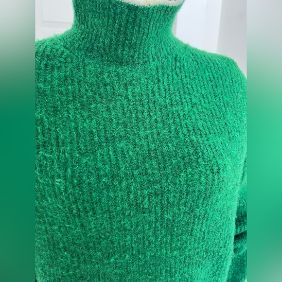 Paloma Wool Himalaya Green Wool Mohair Blend Textured Sweater Size L Mock Neck - Picture 6 of 11